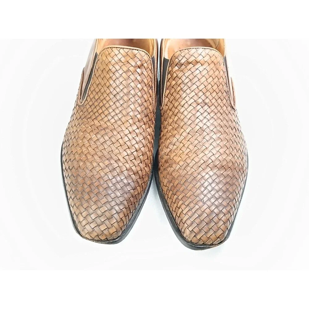 Saks Fifth Avenue Men’s Woven Leather Slip-On Shoes – Made in Italy Size 10